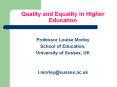 Quality and Equality in Higher Education PowerPoint PPT Presentation