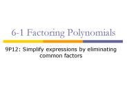 6-1 Factoring Polynomials