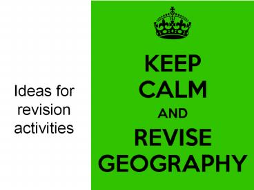 Ideas for revision activities