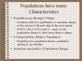 Populations have many Characteristics PowerPoint PPT Presentation