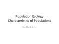 Population Ecology Characteristics of Populations PowerPoint PPT Presentation