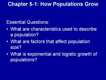 Chapter 5-1: How Populations Grow