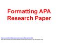 Formatting APA Research Paper PowerPoint PPT Presentation