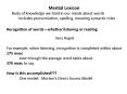 Mental Lexicon PowerPoint PPT Presentation