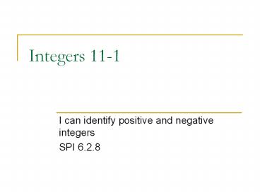 Integers 11-1