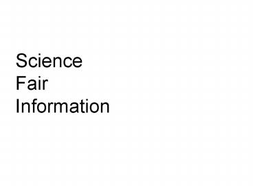 Science Fair Information