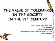 THE VALUE OF TOLERANCE