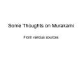 Some Thoughts on Murakami PowerPoint PPT Presentation