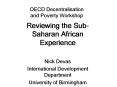 OECD Decentralisation and Poverty Workshop PowerPoint PPT Presentation