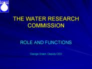 THE WATER RESEARCH COMMISSION