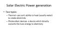 Solar Electric Power generation PowerPoint PPT Presentation