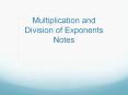 Multiplication and Division of Exponents Notes PowerPoint PPT Presentation