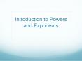 Introduction to Powers and Exponents PowerPoint PPT Presentation