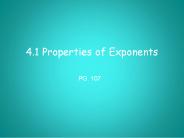 4.1 Properties of Exponents