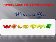 Payday Loans For Benefit People