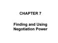Finding and Using Negotiation Power PowerPoint PPT Presentation