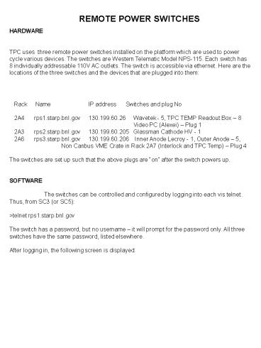 REMOTE POWER SWITCHES