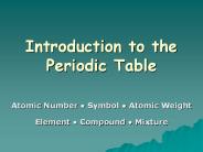 Introduction to the Periodic Table