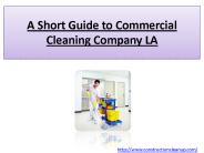 A Short Guide to Commercial Cleaning Company LA