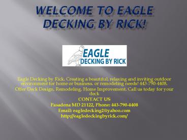 Deck Builder and Garages, Decks Pasadena MD