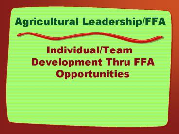 Agricultural Leadership/FFA