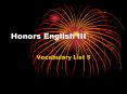 Honors English III PowerPoint PPT Presentation
