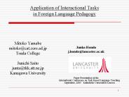 Application of Interactional Tasks in Foreign Language Pedagogy