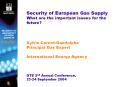 Security of European Gas Supply What are the important issues for the future?   Sylvie Cornot-Gandolphe Principal Gas Expert International Energy Agency  GTE 2nd Annual Conference, 23-24 September 2004 PowerPoint PPT Presentation