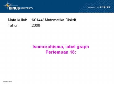 Isomorphisma, label graph Pertemuan 18:
