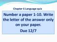 Chapter 6 Language quiz PowerPoint PPT Presentation