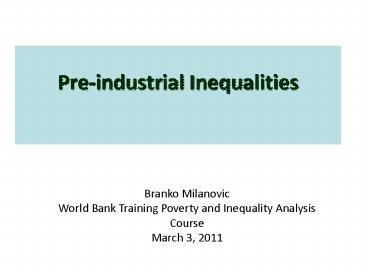 Pre-industrial Inequalities