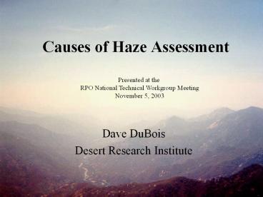 Causes of Haze Assessment