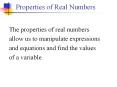 Properties of Real Numbers PowerPoint PPT Presentation