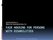 Fair Housing for Persons with Disabilities