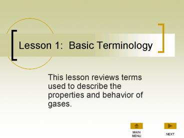 Lesson 1: Basic Terminology