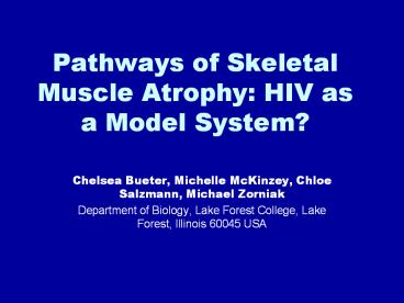 Pathways of Skeletal Muscle Atrophy: HIV as a Model System ...