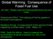 Global Warming: Consequence of Fossil Fuel Use