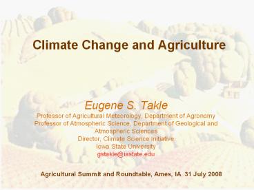 Climate Change and Agriculture  