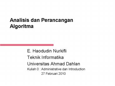 PPT – Analisis dan Perancangan Algoritma PowerPoint presentation | free ...