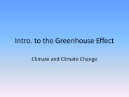Intro. to the Greenhouse Effect
