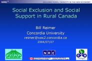 Social Exclusion and Social Support in Rural Canada