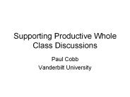Supporting Productive Whole Class Discussions