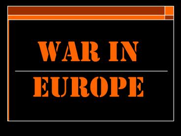 War in Europe