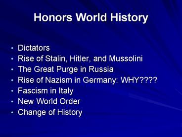 Honors World History