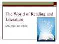 The World of Reading and Literature PowerPoint PPT Presentation