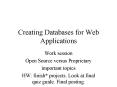 Creating Databases for Web Applications PowerPoint PPT Presentation