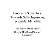 Emergent Semantics: Towards Self-Organizing Scientific Metadata