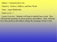 Prefix, Suffix, and Base Words