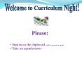 Welcome to Curriculum Night! PowerPoint PPT Presentation