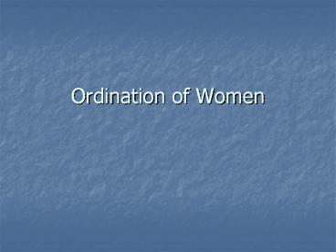 Ordination of Women